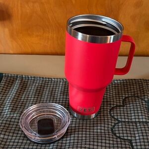 Yeti Red Stainless Steel Travel Tumbler with Handle and Lid
